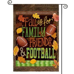 Fall, Family & Football Outdoor Yard Flag. Double Sided. Approx. 18 x 12.  NEW